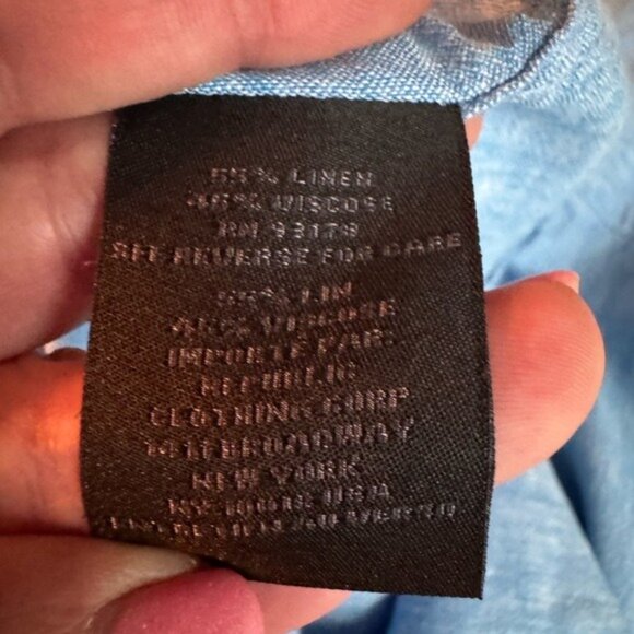 Magaschoni Man Linen Button Down Shirt Size XL Beachy Coastal Lagom Quiet Luxury - Picture 8 of 10